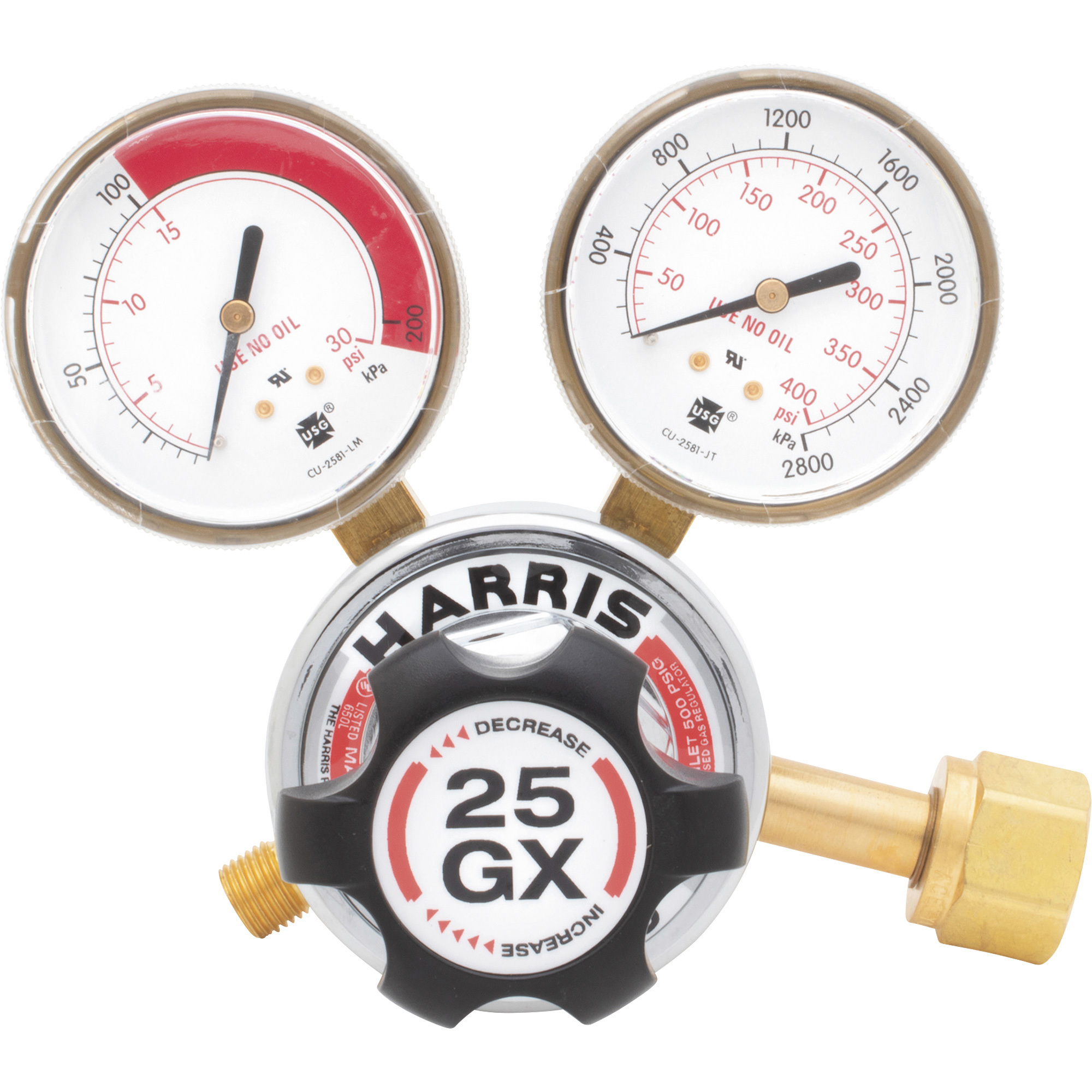 Harris Single-Stage 25GX Regulator with Knob, 15 PSIG, 300 CGA Fitting, Model# 3000683